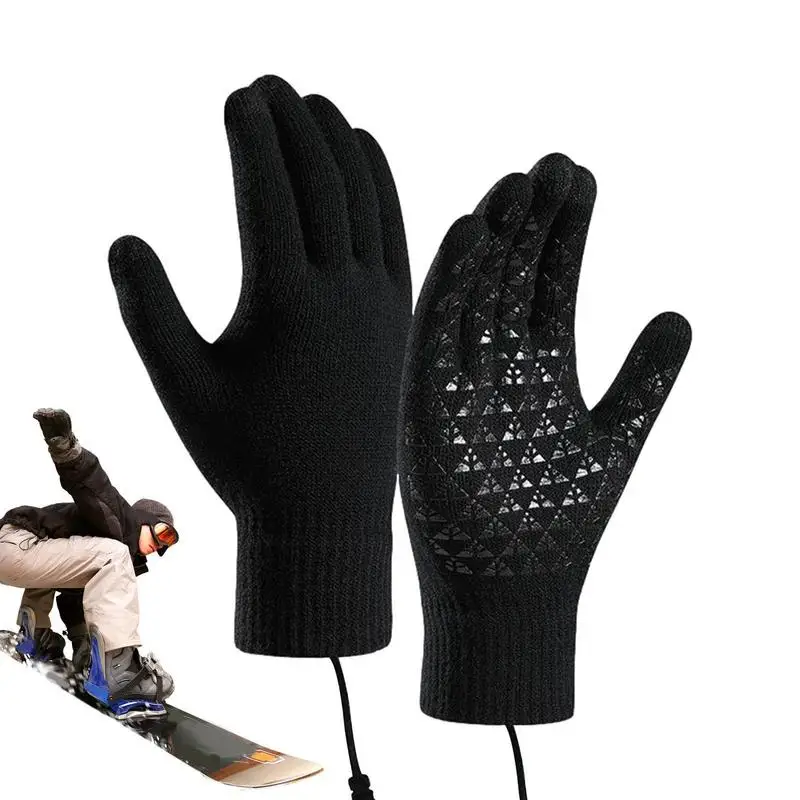 

USB Electric Heated Gloves Winter Gloves Thermal Touch Screen Thermal Windproof Warm Knitted Glove Motorcycle Bicycle Gloves