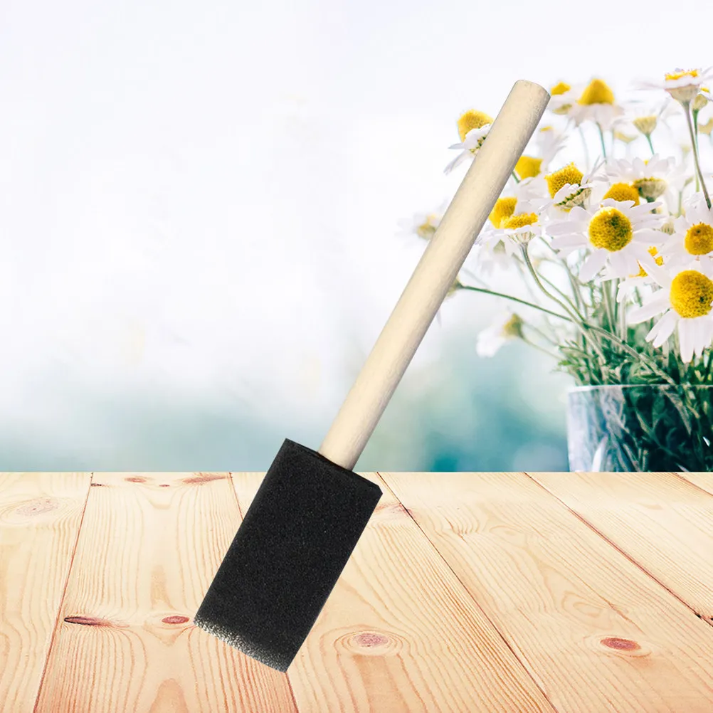 

60Pcs Sponge Paint Brush Set Wooden Handle Absorbent Beveled End for Painting Tools Acrylics Stains Crafts