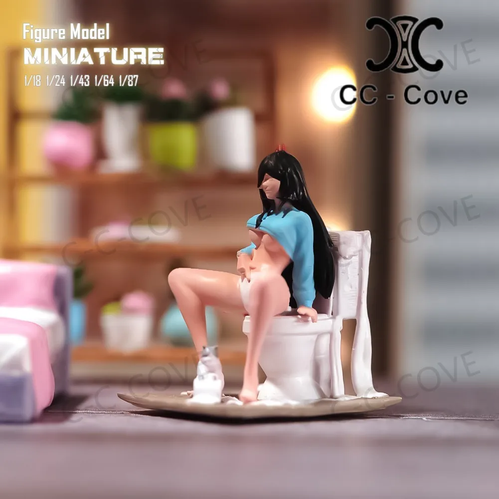 

Painted Miniatures 1/18 1/24 1/43 1/64 1/87 A Seductive Woman Sitting On The Toilet Unpainted Figure Model Toys View Decoration