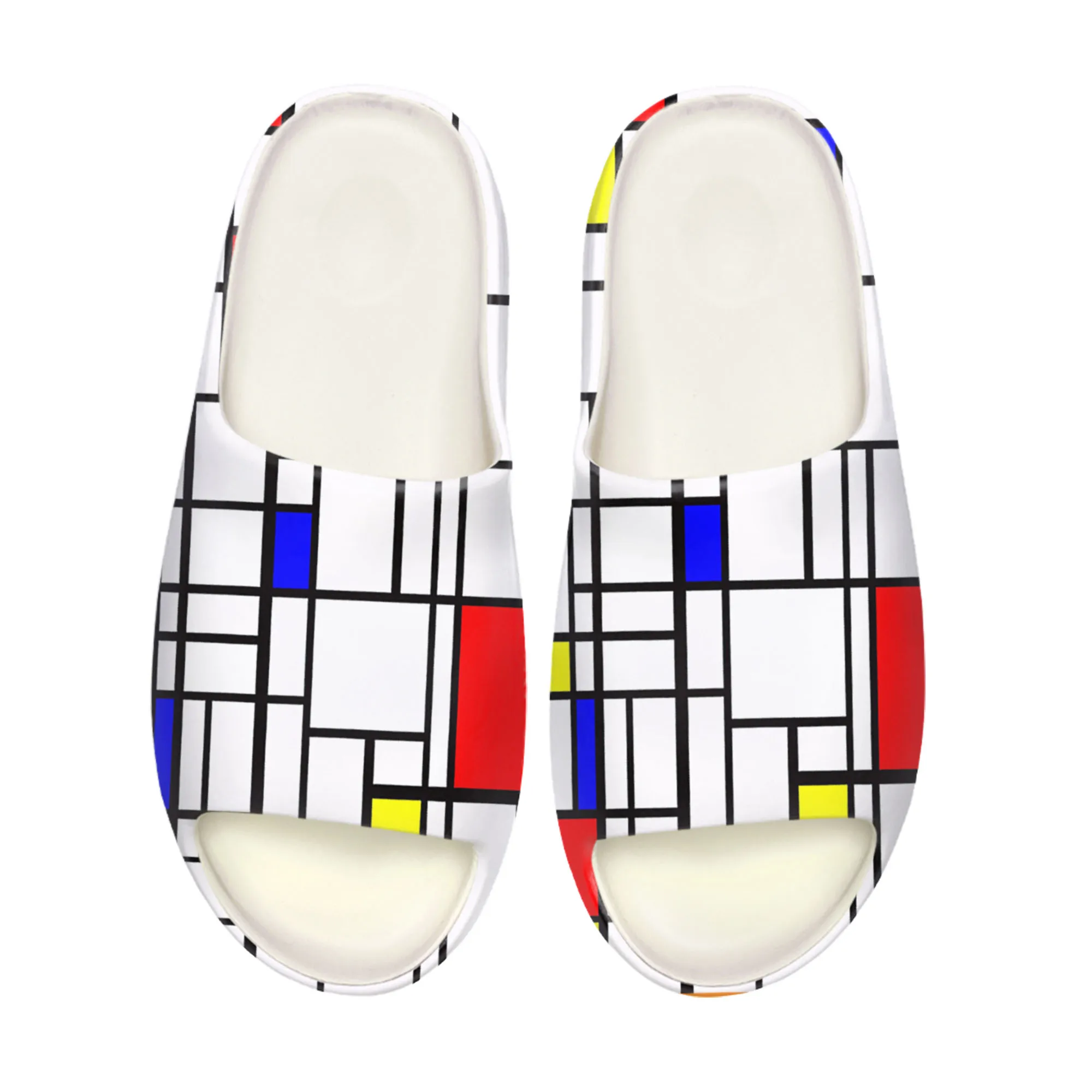 

Mondrian Abstract Art Aesthetic Soft Sole Sllipers Home Clogs Custom Water Shoes Mens Womens Teenager Stepping on Shit Sandals
