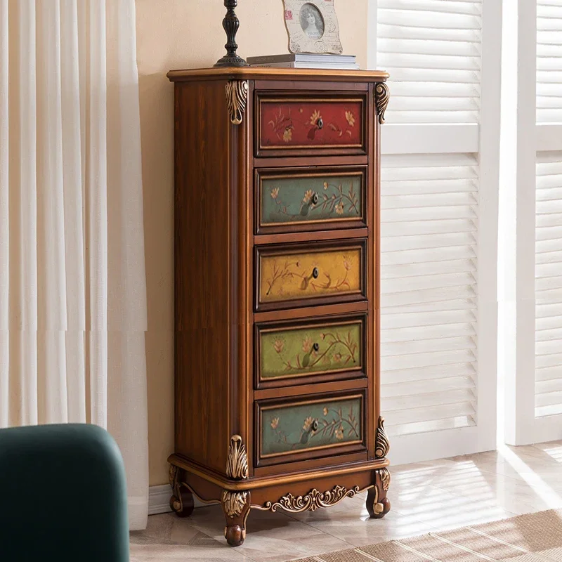 European solid wood high four or five chest cabinet, chef painted American painted high vertical cabinet