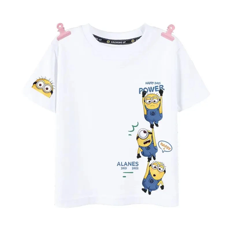 Minions Fun Anime Patterns Cute Printed Summer Kids T-Shirt Brand Cotton Boys And Girls High Quality Stylish Cartoon T Shirts