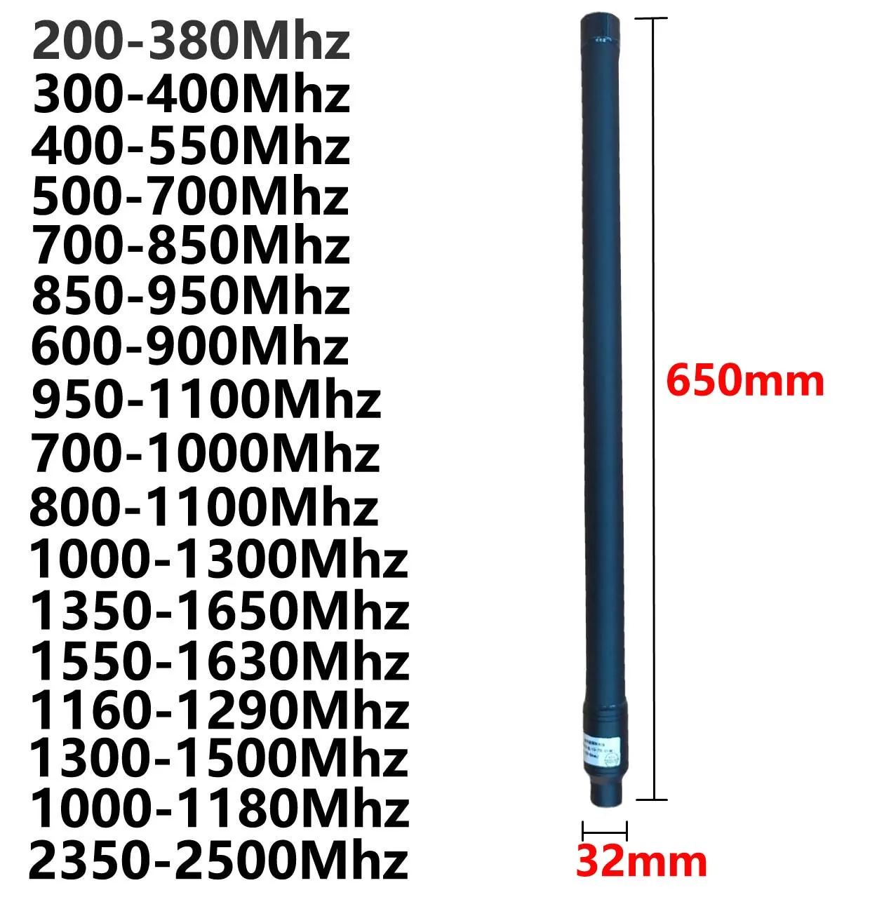 antenne-frp-200-380mhz300-400mhz400-550m500-700mhz700-850m850-950m1000-1300m1350-1650m1160-1290m1300-1500m2350-2500mhz600-900mhz