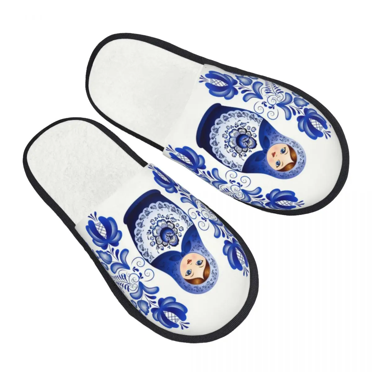 Custom Matryoshka Doll Russia Memory Foam Slippers Women Comfy Warm Russian Folk Art House Slippers