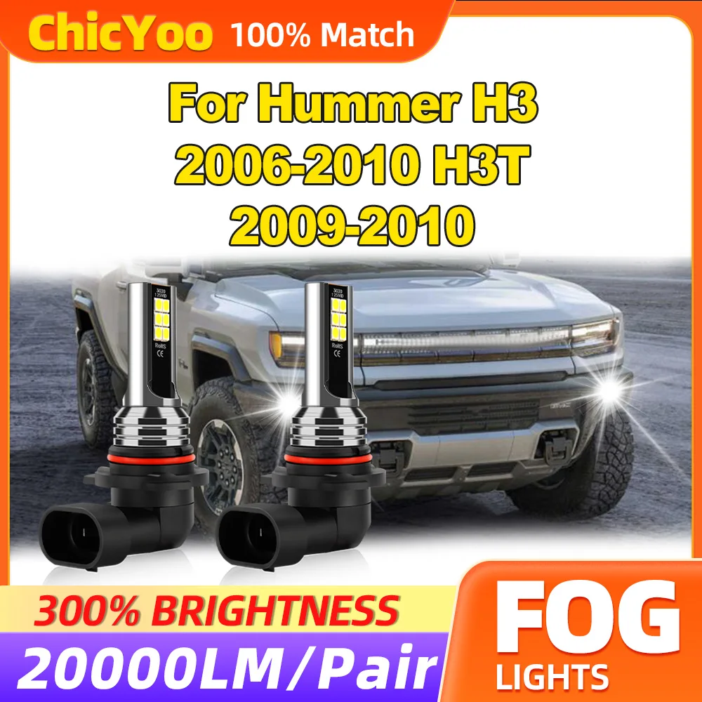 60W LED Fog Lights 20000LM Canbus Fog Lamps 6000K 12V 3x Brightness For Hummer H3 2006 2007 2008 2009 2010 H3T 2009 2010