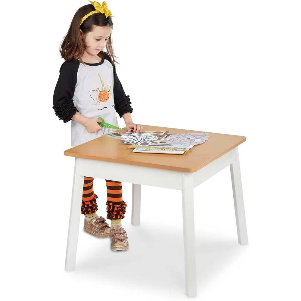 Melissa & Doug Wooden Square Table (White/Natural)  Table and Chair Set for Kids  Kids Table Kids Desk