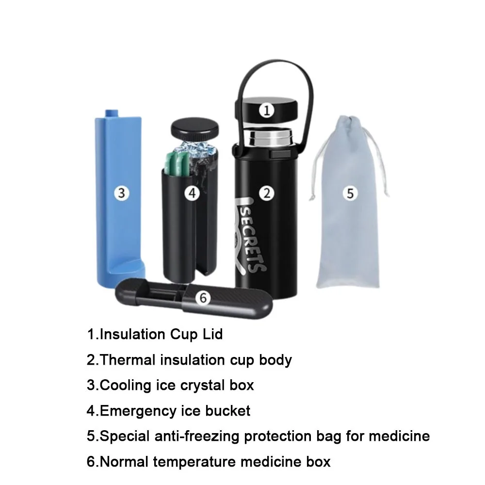

Rechargeable Insulin Refrigerated Cup LCD Digital Display Large Capacity Medicine Refrigerator Cup Portable Design