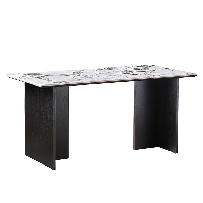 

Retro Burgers purple slab modern light luxury simple household rectangular black solid wood dining table and chairs
