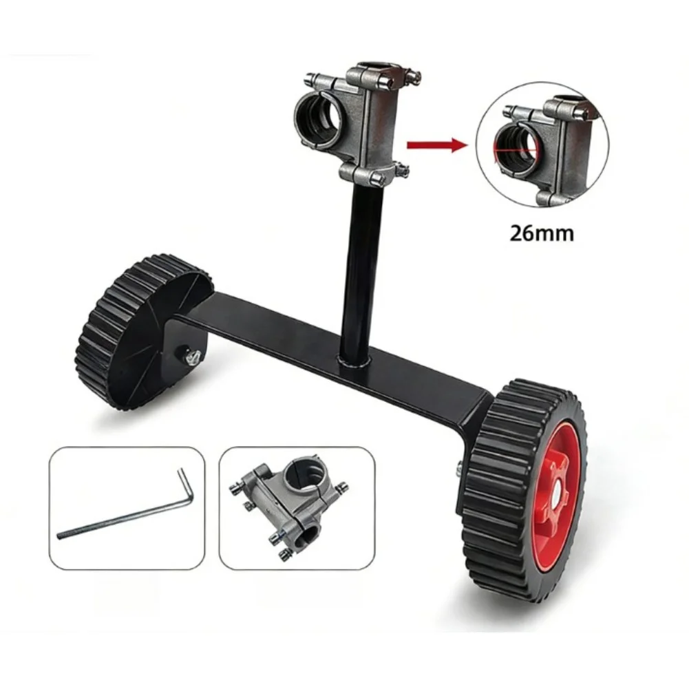 For String Trimmers Support Wheels Black Adjustable Height Reduces User Fatigue Quick Screwdriver Installation