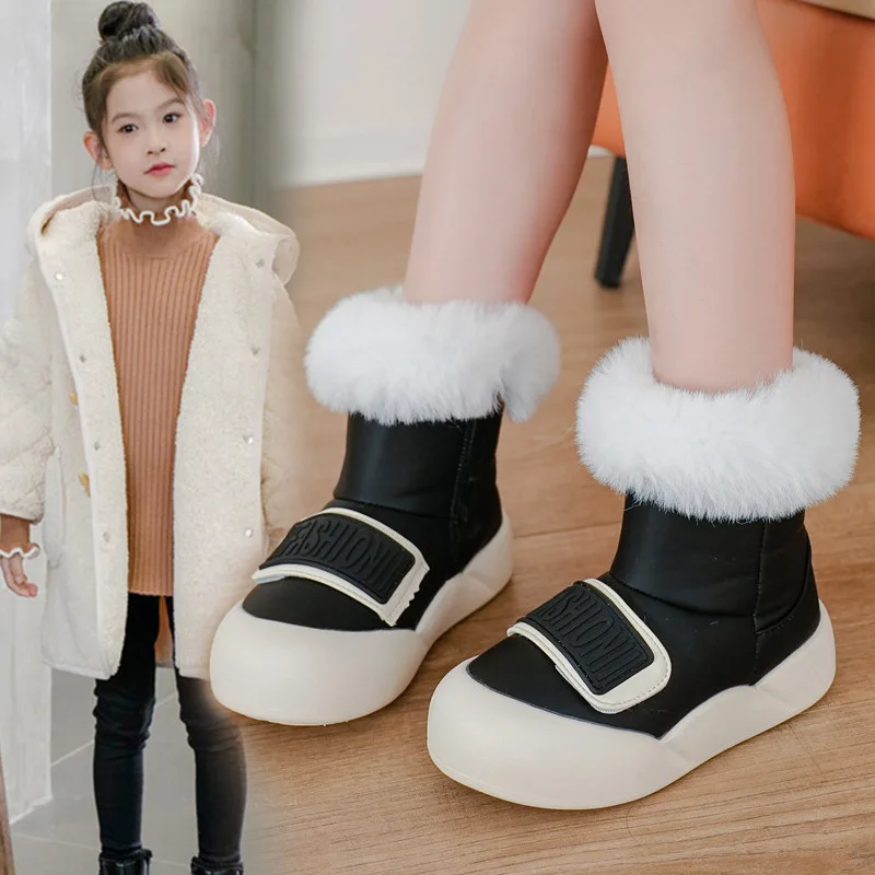 

Детские полусапожки, нескользящие детские зимние сапоги на толстой мягкой подошве, 2024, зимние новые модные термосапоги для мальчиков и девочек с боковой молнией