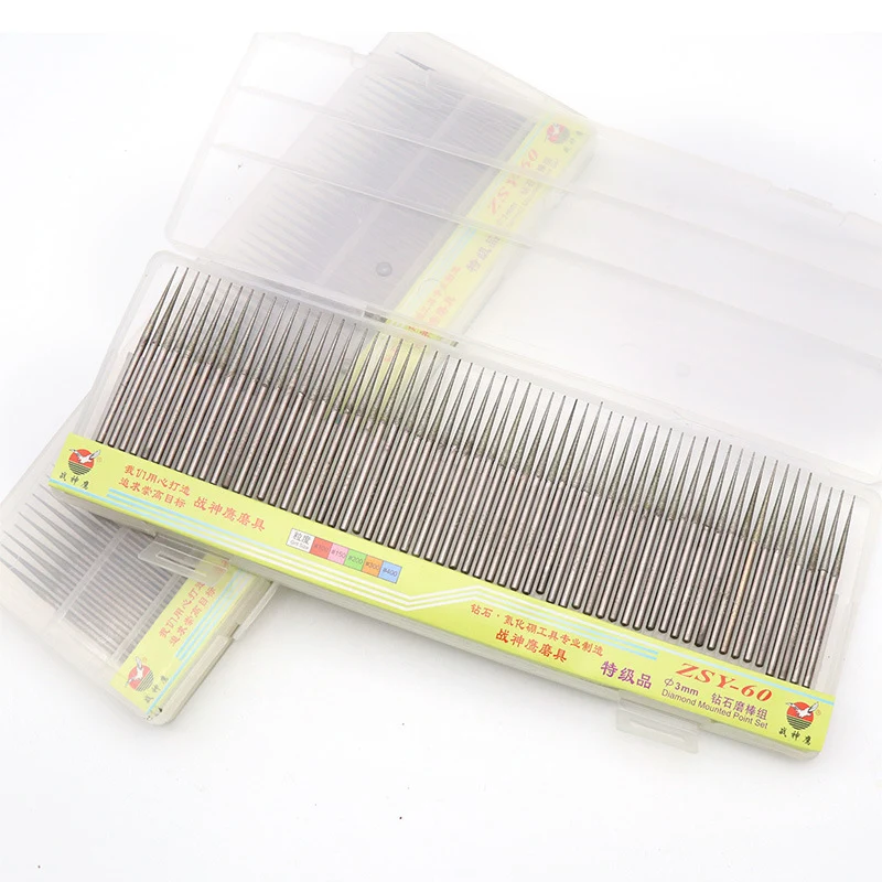 

Diamond Grinding Burr Needle Point 3mm 6mm Shank Engraving Carving Polishing 120 Grit For Glass Jade Stone Drill Bit Rotary Tool