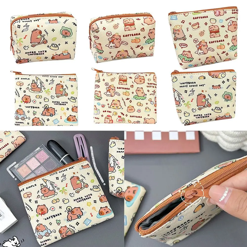 Cute Cartoon Pattern Capybara Coin Purse Mini Portable Key Bag Waterproof Wallet