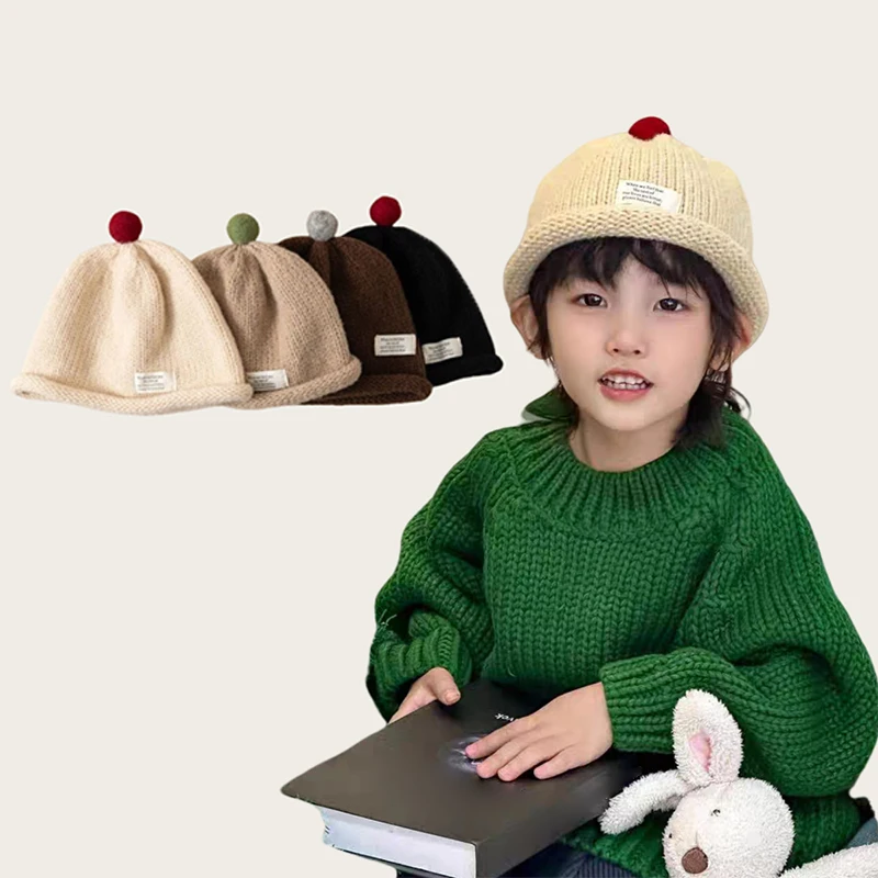 Autumn And Winter Children's Hat Knitted Melon-shaped Hat Baby Warm Pacifier Hat Boys And Girls Landlord Woolen Hat