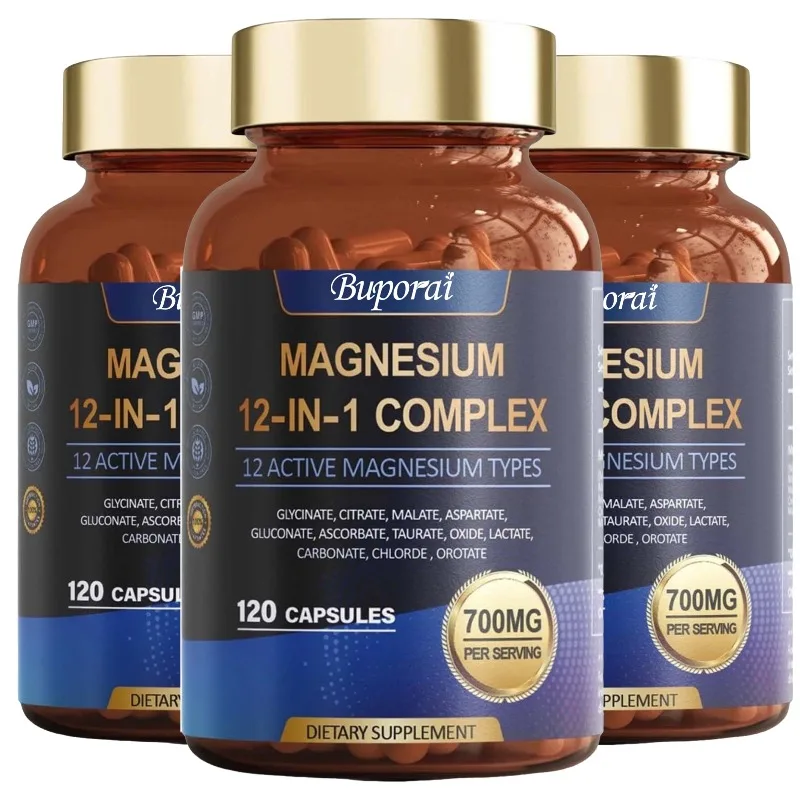 

120pcs 12-IN-1 Magnesium Complex Supplement - Promotes Restful Sleep & Relieves Muscle Supports Bone, Muscle and Heart Health