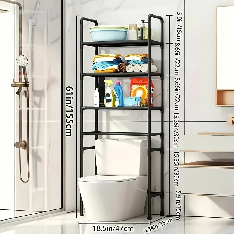 Multi Story Storage Racks And Multifunctional Storage Racks Above The 1PC Bathroom And Toilet, With Multiple Uses