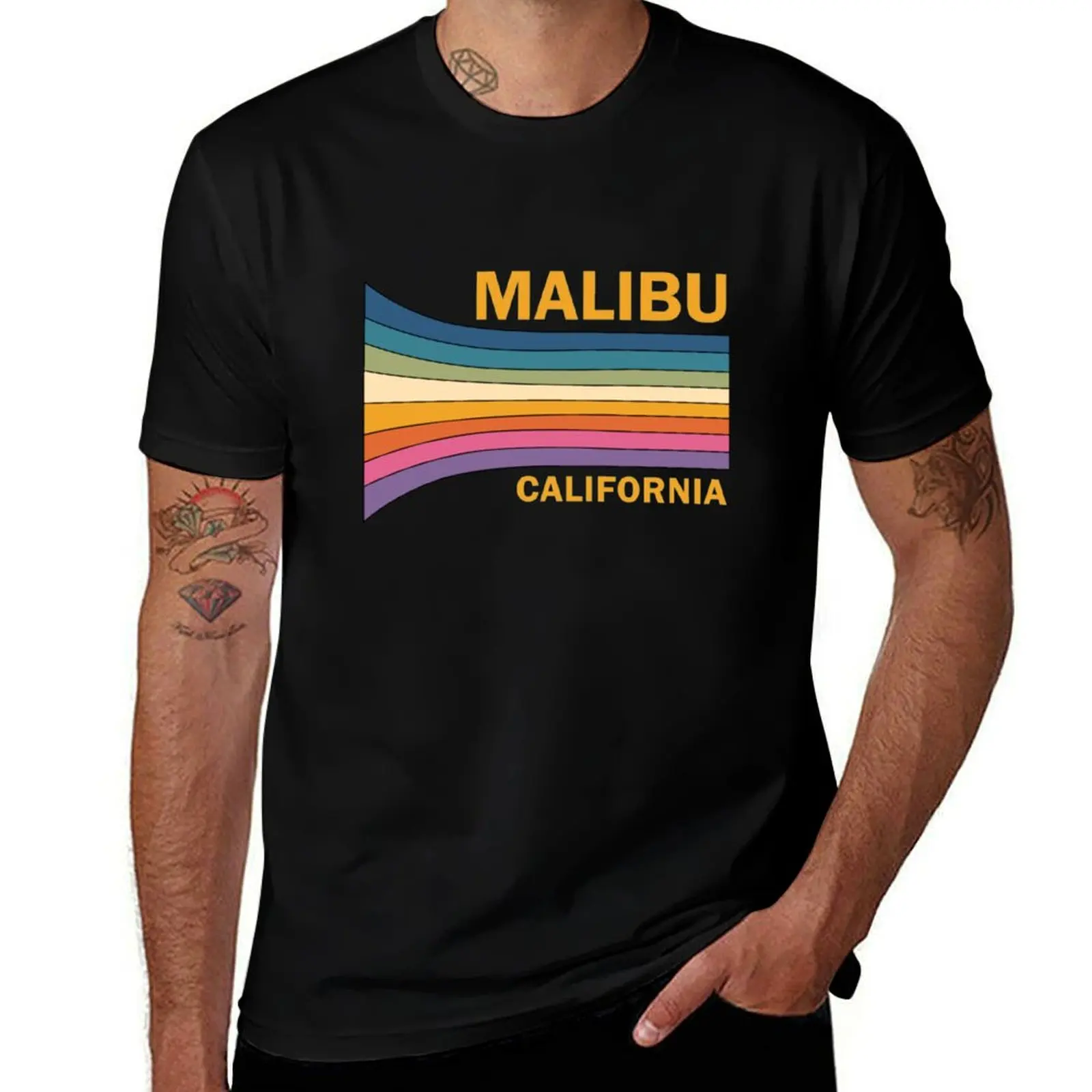 

Retro Vintage 70s 80s Malibu California T-Shirt men t shirt cotton 100% t shirt man casual T-shirt