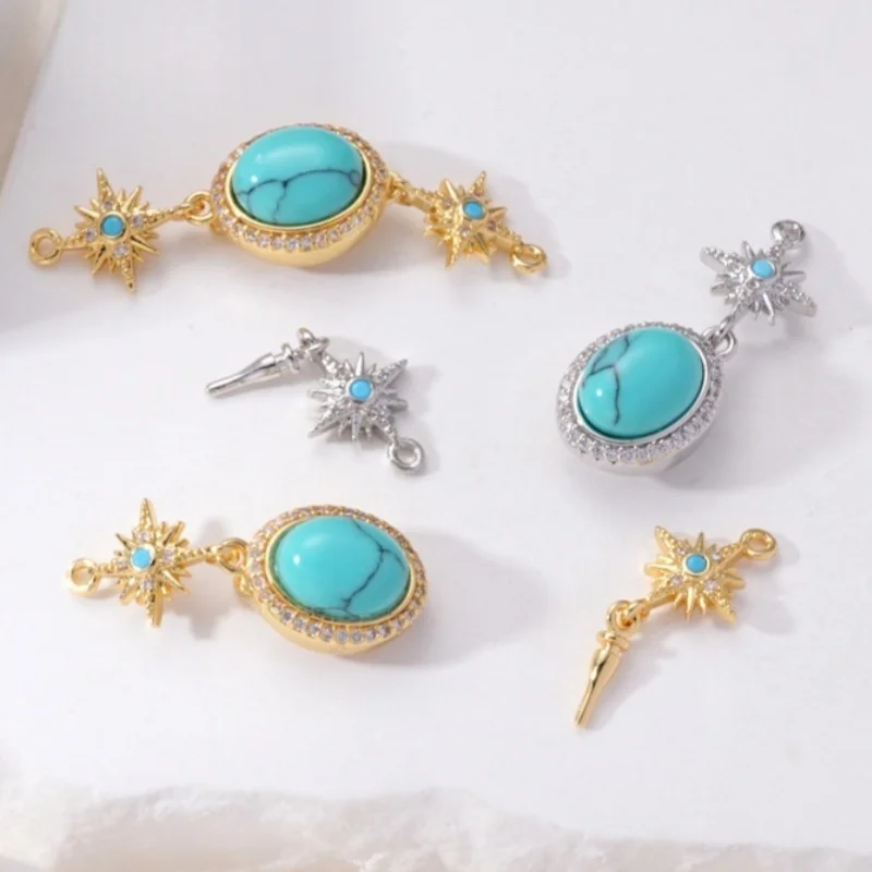 1pc Pearl Necklace Bracelet Connecting Buckle Inlaid with Zircon Hexagram Pressing Buckle DIY Jewelry Making Material Accessorie