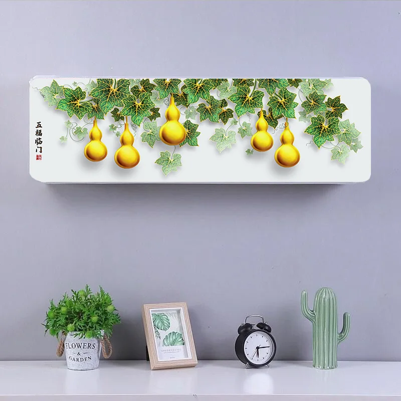 1 Pcs Nordic Hanging Air Conditioner Cover Portable Printing Full Cloth Protector Wall Mounted Air Conditioning Cover