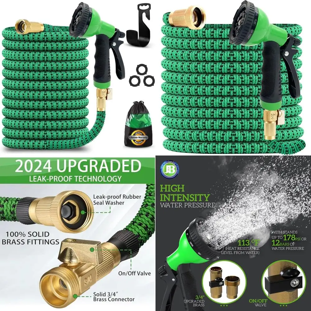 

Расширяемый садовый шланг длиной 50 футов — прочность 3750D, 4-слойный латексный сердечник, сверхпрочный, с держателем для повышения долговечности