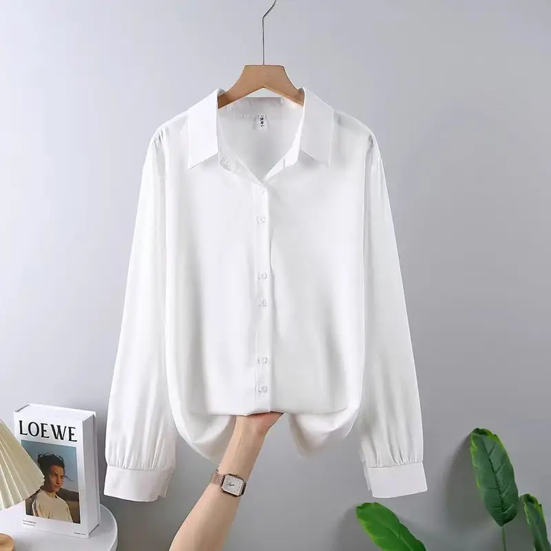 2025 Autumn New Casual Chiffon Shirt Women Shirts Fashion Female Long Sleeve Loose Solid Blouse Tops Office Lady Clothes Popular image 2