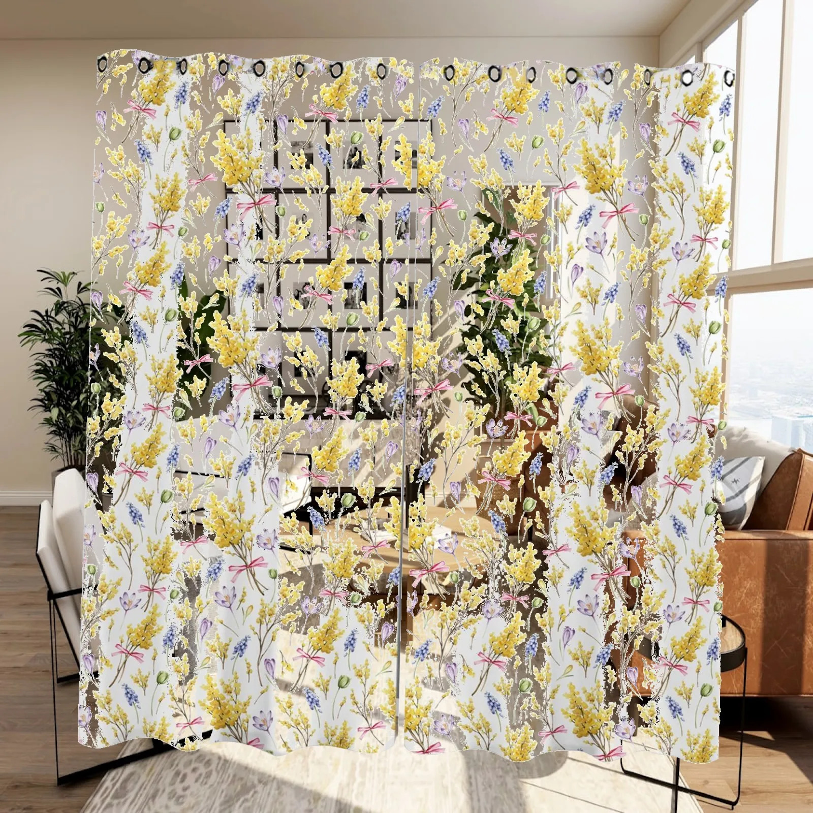 Blackout Window Curtains for Bedroom Printed Grommet 2 Panel Set Thermal Insulated Light Blocking Curtains Living Room Kitchen