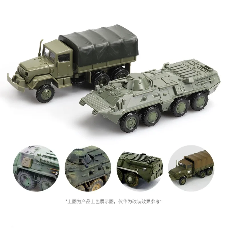 1/72 الولايات المتحدة M35 شاحنة عسكرية السوفياتي BTR 80 بعجلات مركبة مدرعة خالية من الغراء البلاستيك تجميع لعبة مجسمة للسيارة