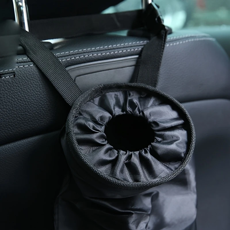 Universeller Auto-Müllbeutel, faltbarer, am Auto befestigbarer, hängender Müllbeutel, kann an der Kopfstütze des Sitzes aufgehängt werden, zur täglichen Müllaufbewahrung.