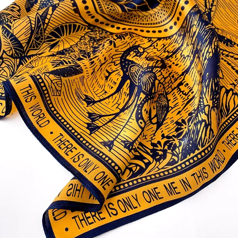 2024 Fashion 100% Silk scarf Satin Hair For Women Handkerchief Printed Bag Scarfs Female Square Head Bandana Neck Scarves Ladies