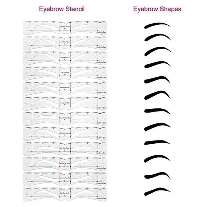 12Styles/set Eyebrow Stencil Set Reusable DIY Eye Brow Drawing Guide Styling Shaping Grooming Template Card Easy Makeup