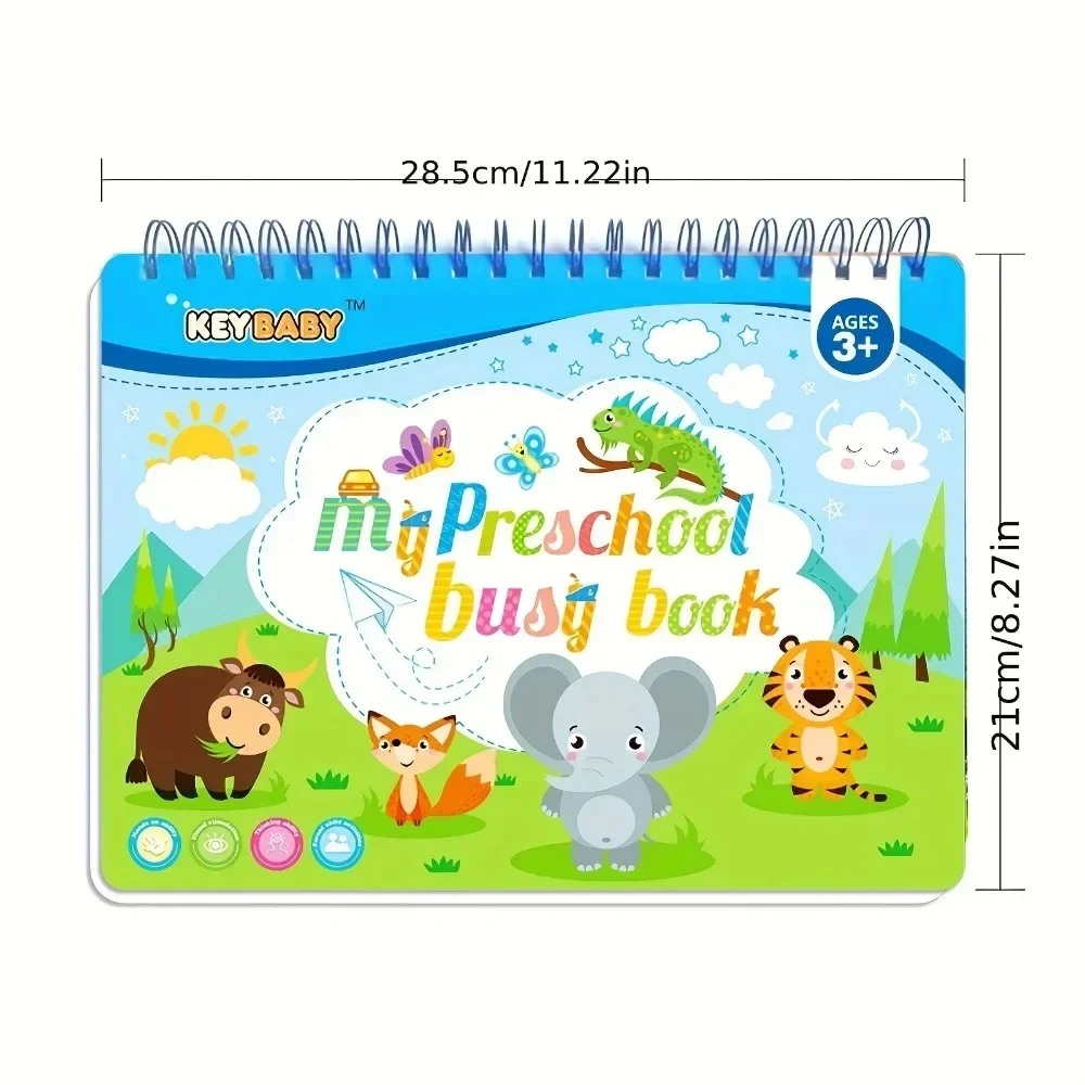 Livre occupé pour bébé d'âge préscolaire avec 12 thèmes, livre silencieux en forme de Zoo, activités d'apprentissage préscolaire Montessori, cadeau pour les tout-petits