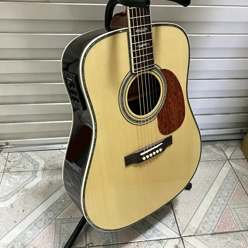 Vicers Handcrafted Dreadnought Acoustic Guitar With EQ Pickup, Solid Spruce Top, Rosewood Back & Sides Fingerboard, 20 Frets Full Size Folk Guitar For Stage Performance