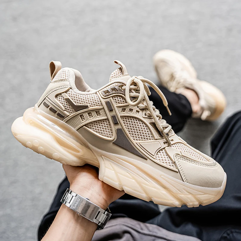

Модные и удобные сетчатые противоскользящие кроссовки для мужчин, осень 2024, новая мужская повседневная обувь, уличная мужская обувь на толстой подошве для отдыха 7