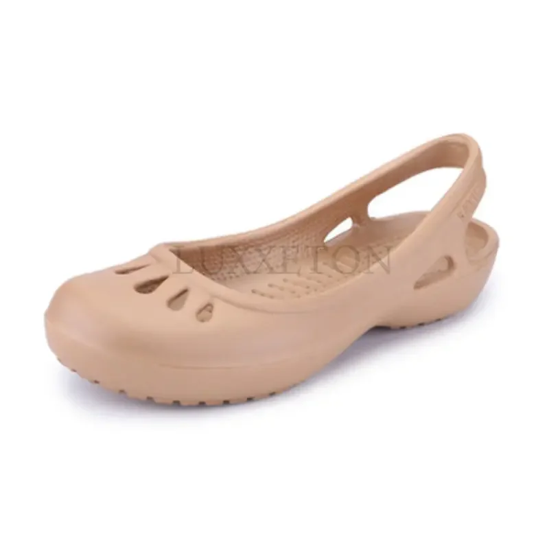 Women Clogs Jelly Sandals Home Non-slip Summer Hole Shoes Female Flat Slippers Plastic Female  Waterproof EVA Garden