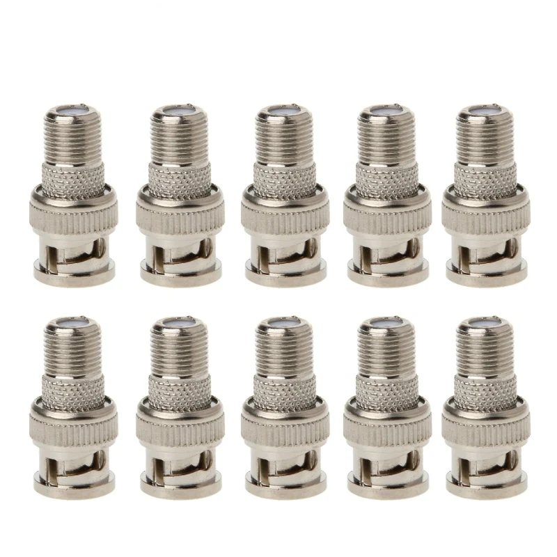 Escam 10 pçs/set bnc macho plug para f fêmea jack conector coaxial adaptador para câmera cctv