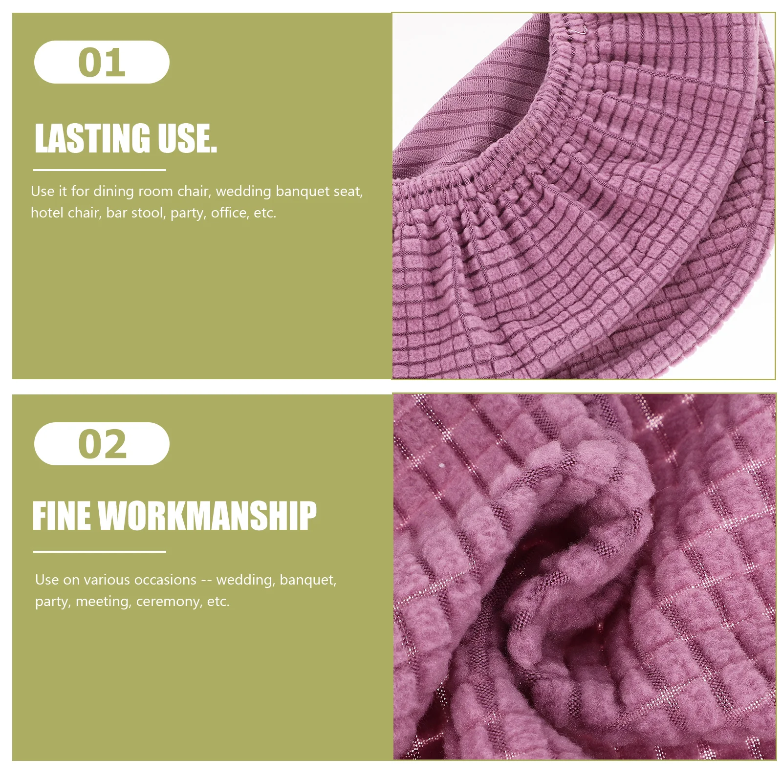 

Round Elastic Chair Protector Stretchy Seat Cover Light Purple 30-38cm Diameter for Wedding Party Hotel Office Dining Ceremony