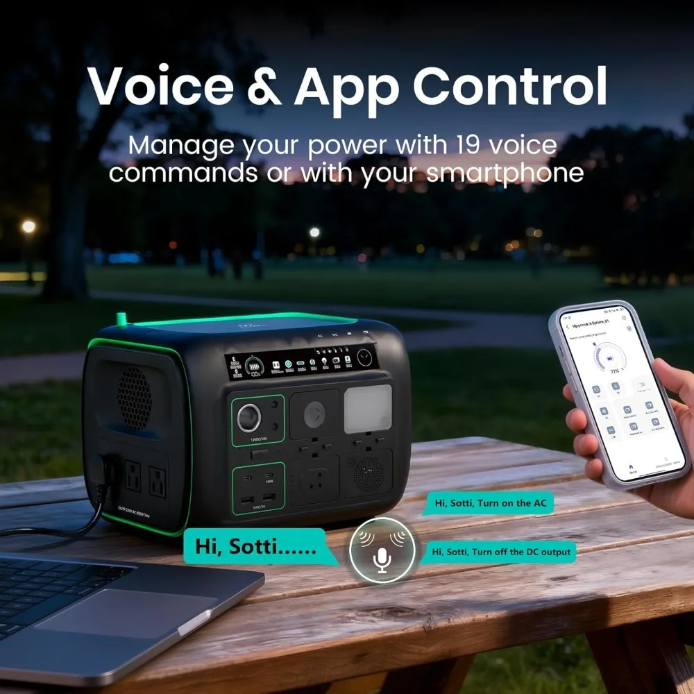 

Portable Power Station with Integrated Light, Speaker, and Charger, 800W Solar-Powered Generator, 512Wh Outdoor Power Supply for