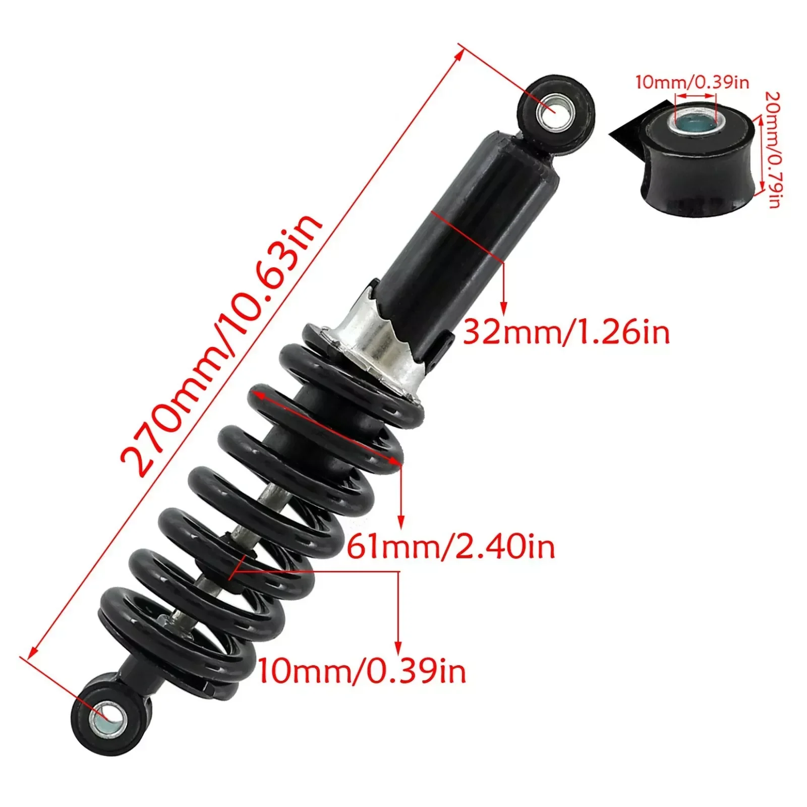 TDPRO 2x 270mm 1200lbs Rear Shock Suspension For Dirt Bike Go Kart ATV Quad Motorbike Moto Accessories