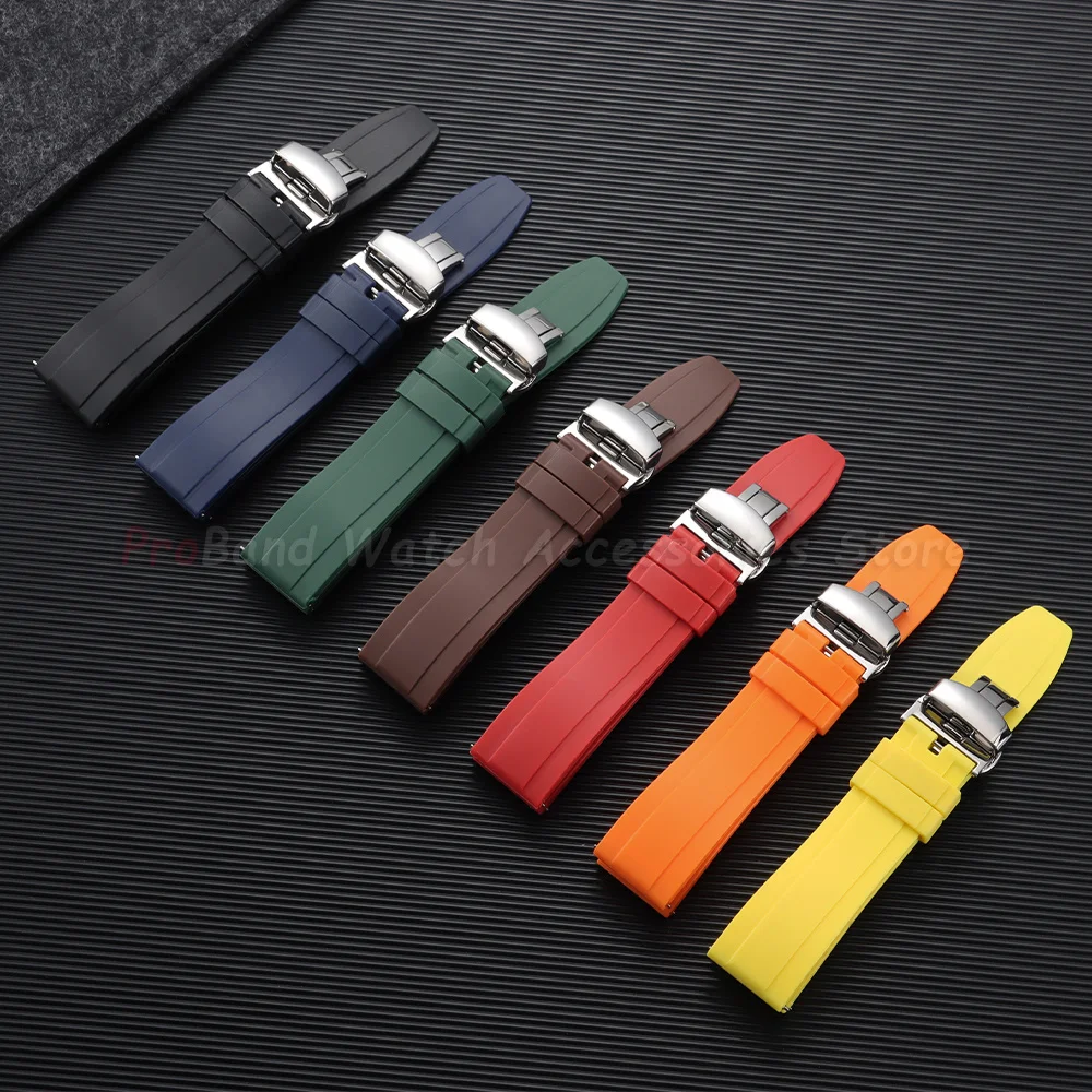 Silicone Straps 18mm 20mm 22mm 24mm Sport Rubber Watch Strap for Seiko for Omega Quick Release Bracelet Yellow Orange Blue Band view 2