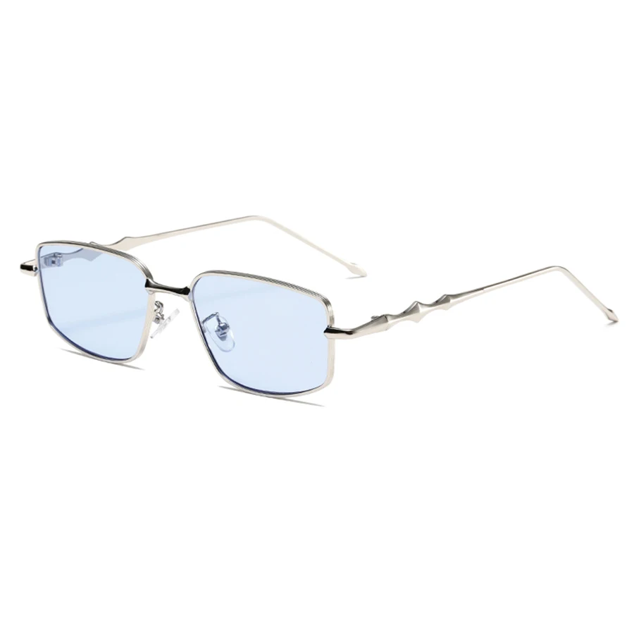 Rectangle Sunglasses Vintage Metal Glasses Frame Women Clear Shades Luxury New Blue Lens Sun Glasses Men Square Eyewear Uv400