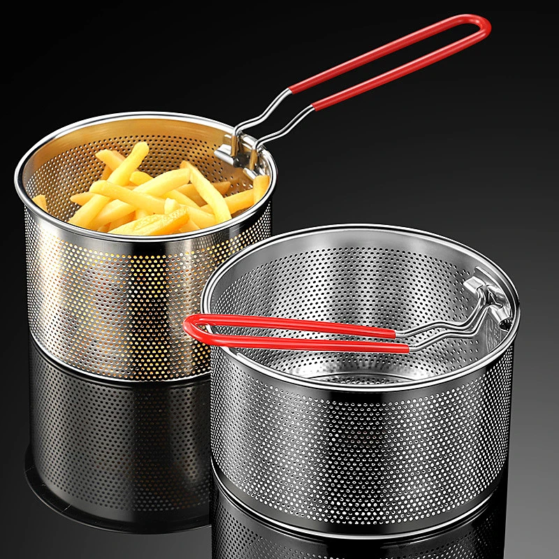 

304 Stainless Steel Deep Fry Basket Colander Hot Oil Filter Pasta Noodles French Fried Chicken Mesh Sieve Skimmer Kitchen Tool