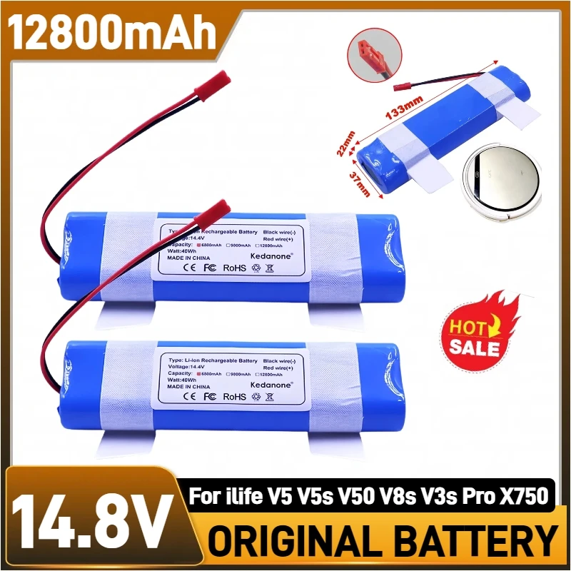 

Original 4S1P Battery pack, 12800mAh 14.8V Rechargeable Lithium Battery, For ILIFE A4s V7s Plus A9s W400 Robot Vacuum Cleaner
