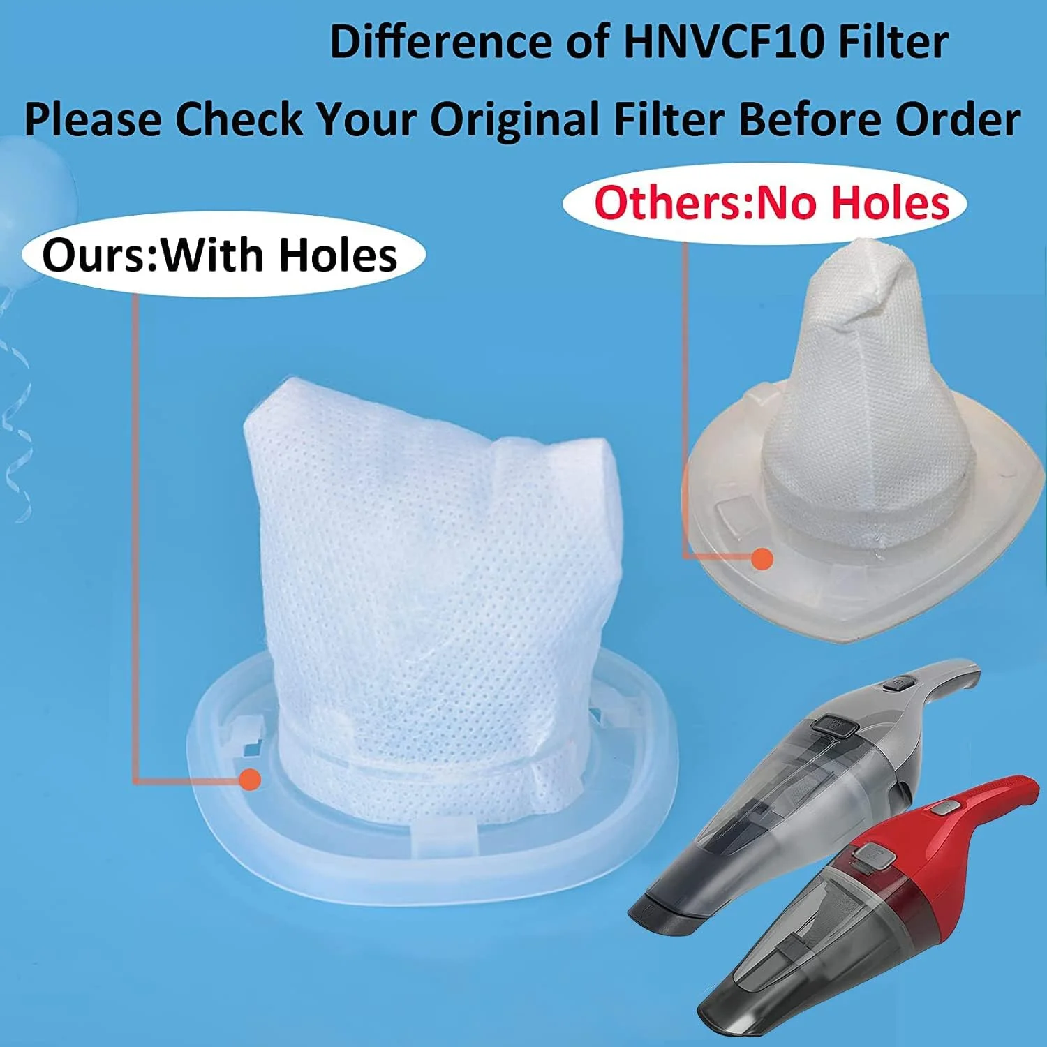 6 Pack HNVCF10 Replacement Filters, Compatible with Black and Decker Dustbuster Hand Vacuums HNVC215B10, HNV215B12, HNVC215BW52,