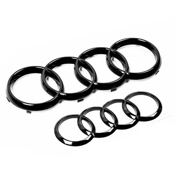 適用於Audi A3 A4 A5 A6 A7 Q2 Q3 Q5 Q8 TT 的 ABS 黑色引擎蓋前格柵後行李箱標誌貼紙四環標誌 12 最佳銷售 座椅黑色標誌 - №1