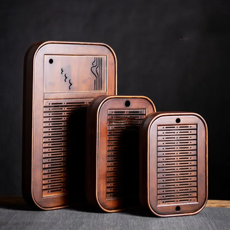 

Rectangle Tea Set-Natural Bamboo Wood Tray-Drainage Water Storage Board Table Chinese Cup Home Accessories