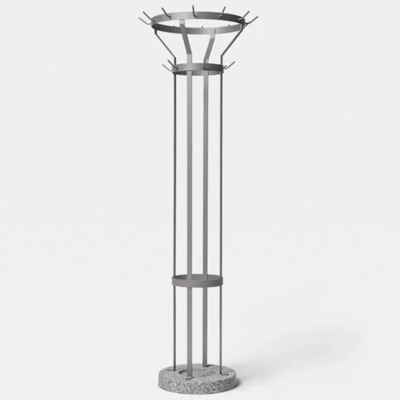 

Wrought iron floor coat rack Simple metal movable hanger Art vertical bag hanger