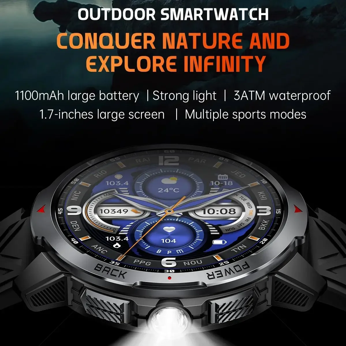 YTOM 2026 KT88 1100maH ساعة ذكية مع ضوء LED استخدام 20-30 يومًا مقاوم للماء 3ATM ساعة ذكية رياضية للرجال والنساء مكالمة بلوتوث