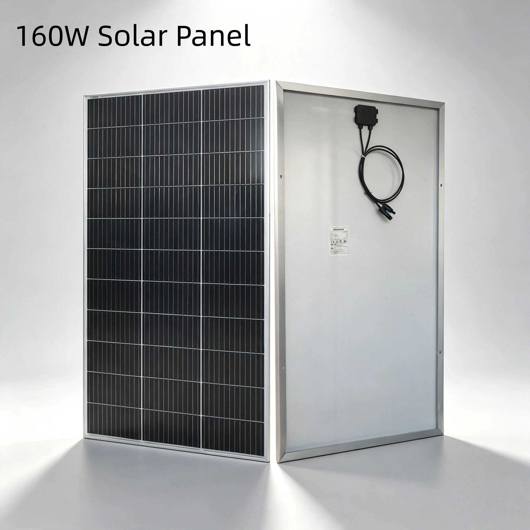 160W starres monokristallines Solarpanel 18V PV-Solarmodul zum Laden von 12V-Batterien, geeignet für Wohnmobile, Wohnwagen, Boote, Gärten, Hausdächer und netzunabhängige Stromversorgungssysteme.