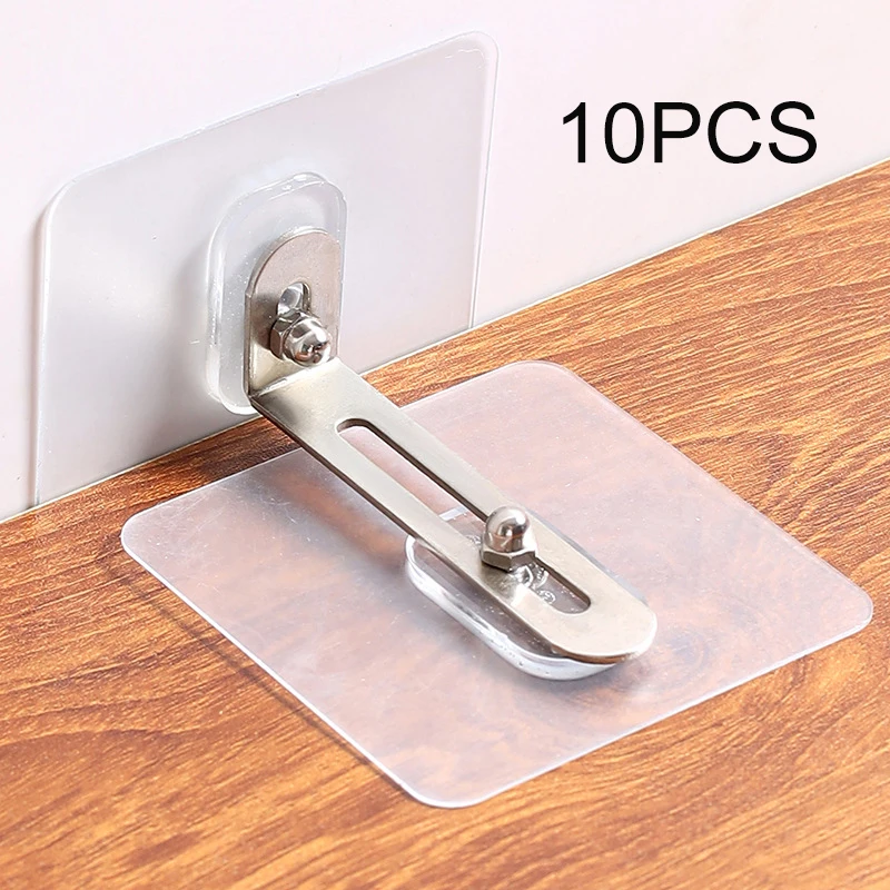 10PCS Strong Self-adhesive Bookshelf Shoe Cabinet Wardrobe Wall Bracket Fixed Patch For Child Protection No Punching To Prevent