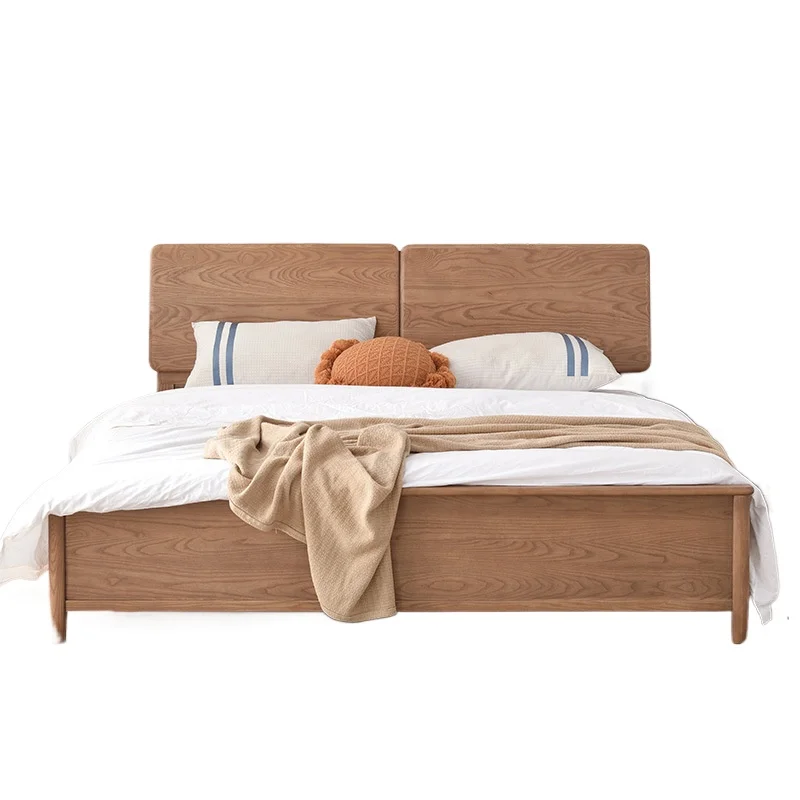 

Nordic all solid wood double b ed master bedroom wedding bed 1.8 meters modern Japanese simple