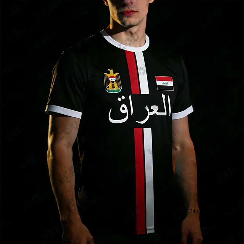2026 New Iraq Style Print Football Jersey For Men Women T-shirt Summer Short Sleeve Sports Quick-drying Tees Casual Kids Tops